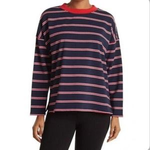 Abound NWT Women’s 3X Navy Red Nautical Striped Long Sleeve Shirt